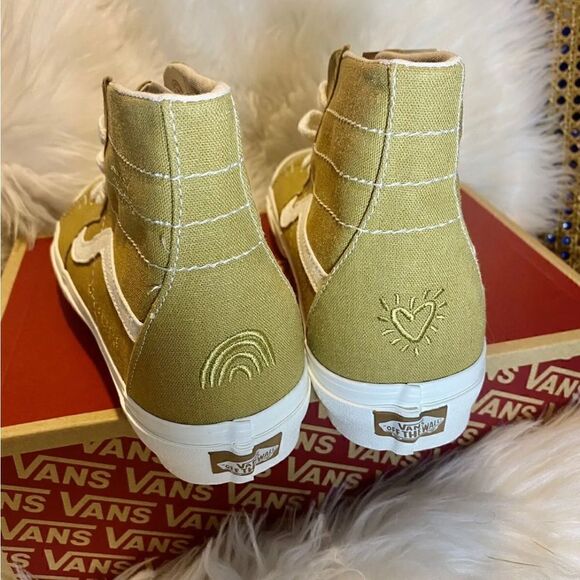 VANS Eco Theory Sk8-Hi Tapered Sneakers Mustard Gold/True White New Sz 11 - Picture 5 of 8